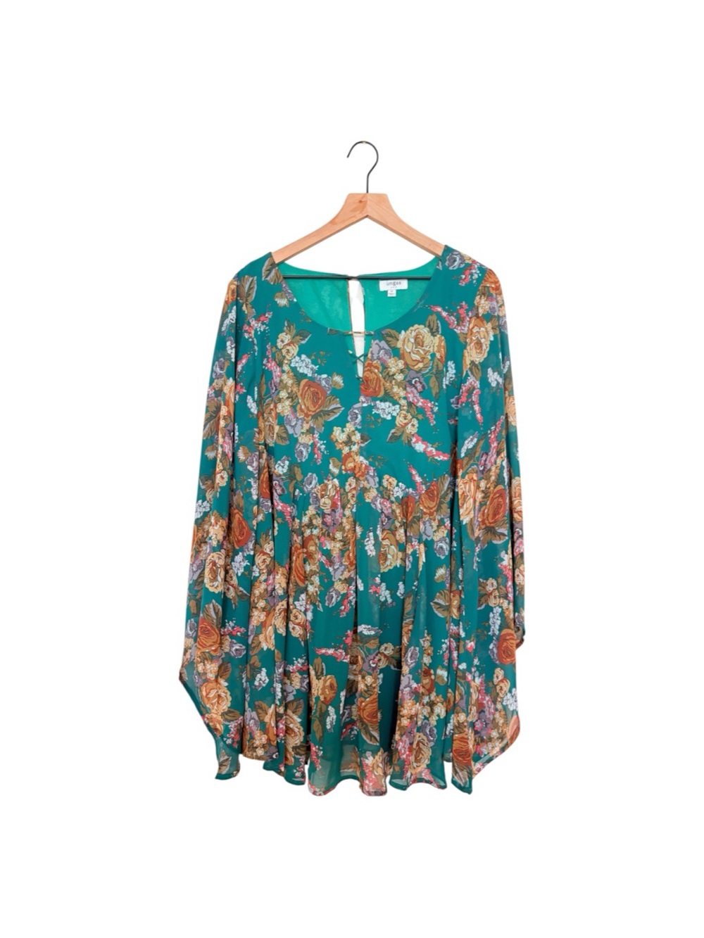 Universal Thread Teal Floral Babydoll Tunic Top